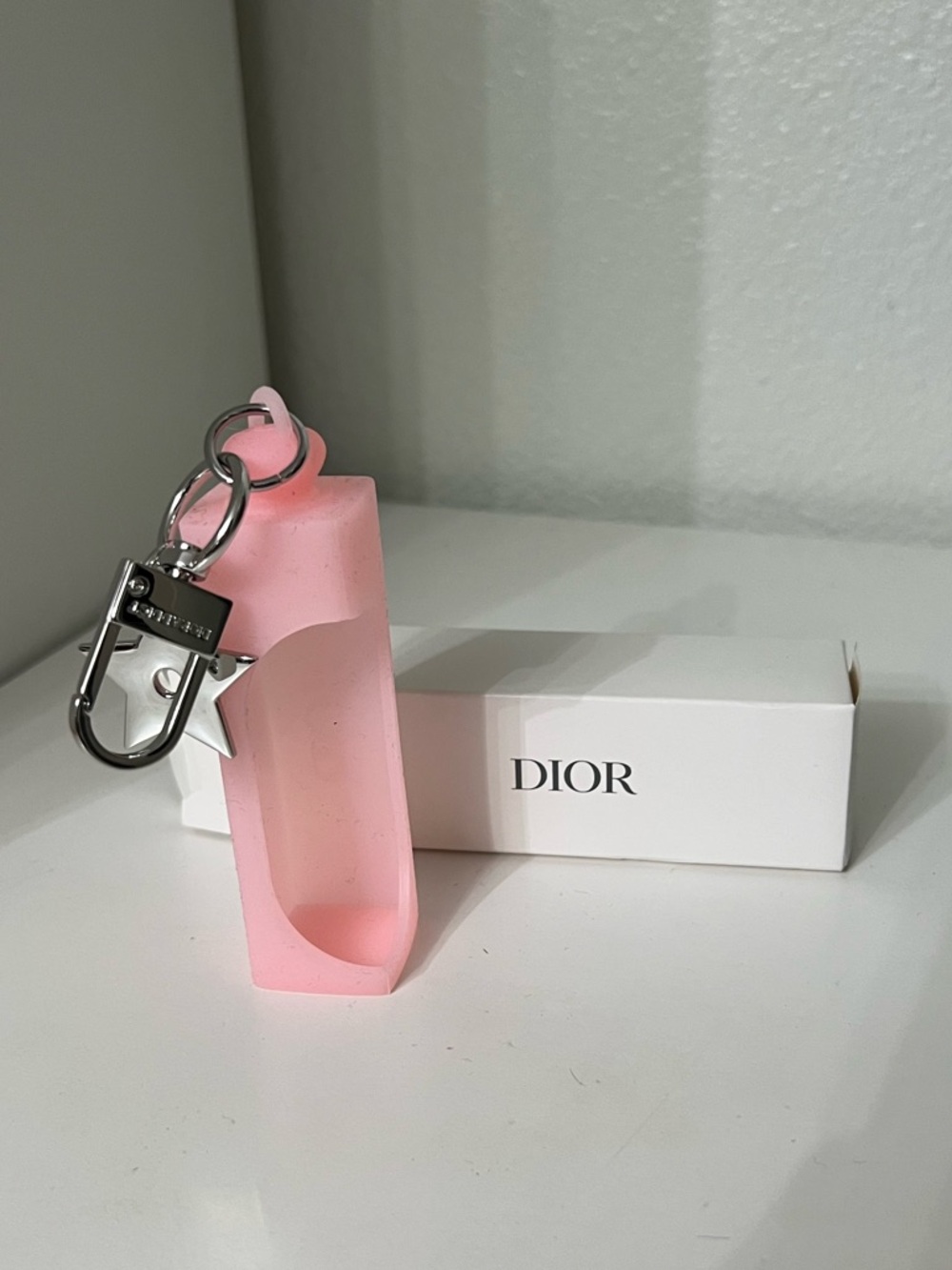 Dior New Pink Silicone lip oil holder key chain. - Picture 2 of 7